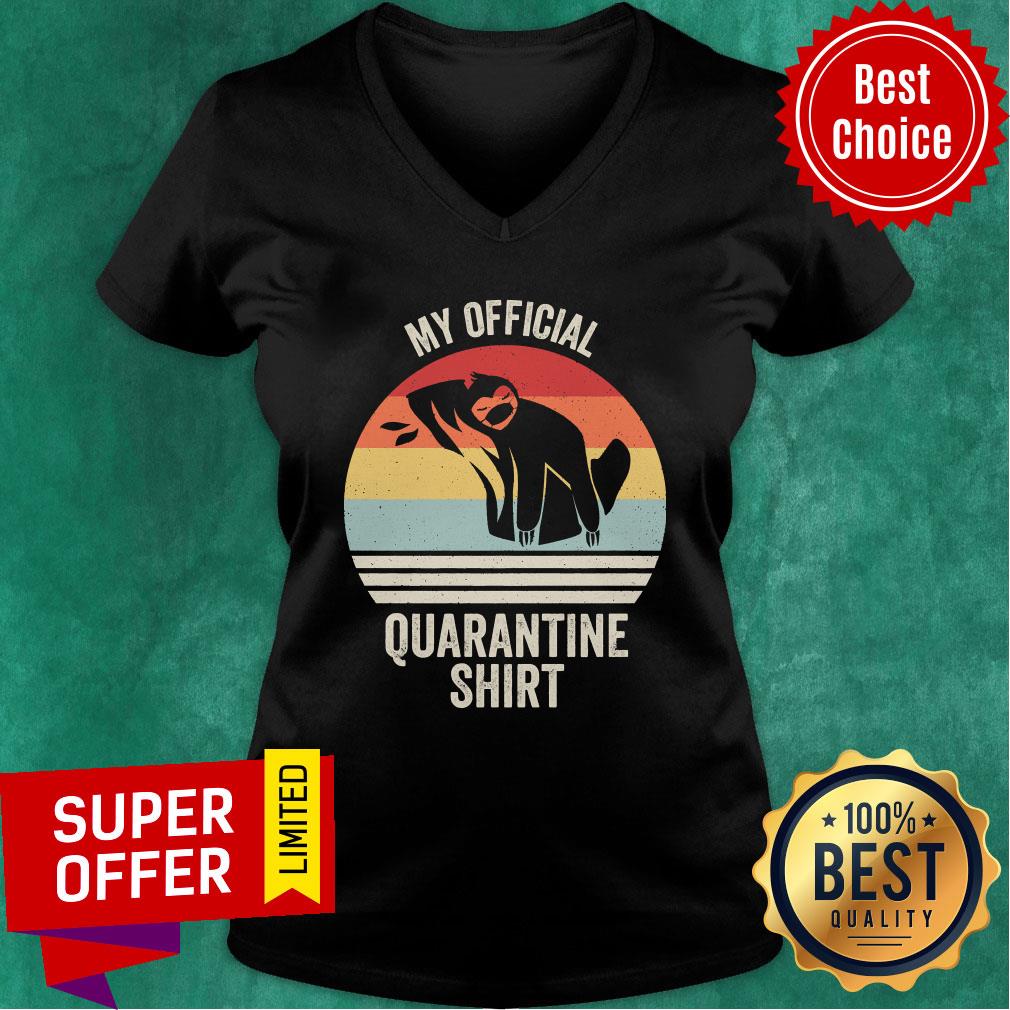 Official My Quarantine Sloth Face Mask Vintage Retro Shirt - Image 3