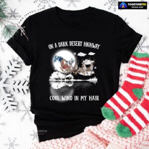 Santa Claus On Sleigh On A Dark Desert Highway Cool Wind In My Hair Christmas T-Shirt