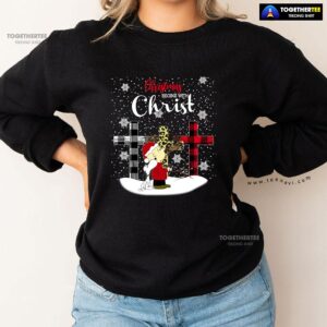 Alternative view of Christmas Begins With Christ Peanuts Snoopy Charlie Brown Sweatshirt