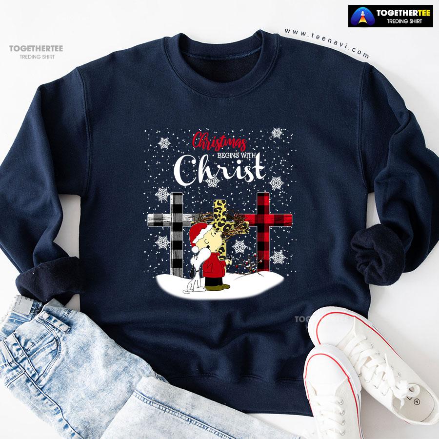 Christmas Begins With Christ Peanuts Snoopy Charlie Brown Sweatshirt
