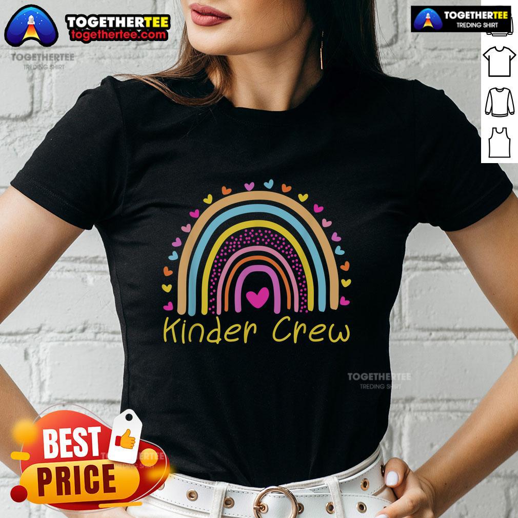 Nice Kinder Crew Kindergarten Teacher Rainbow Heart T-Shirt - Image 3
