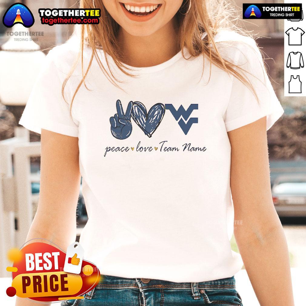 Nice West Virginia Mountaineers Peace Love T-Shirt - Image 3