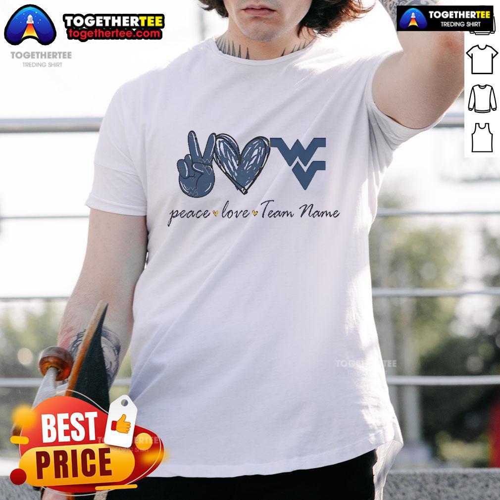 Nice West Virginia Mountaineers Peace Love T-Shirt