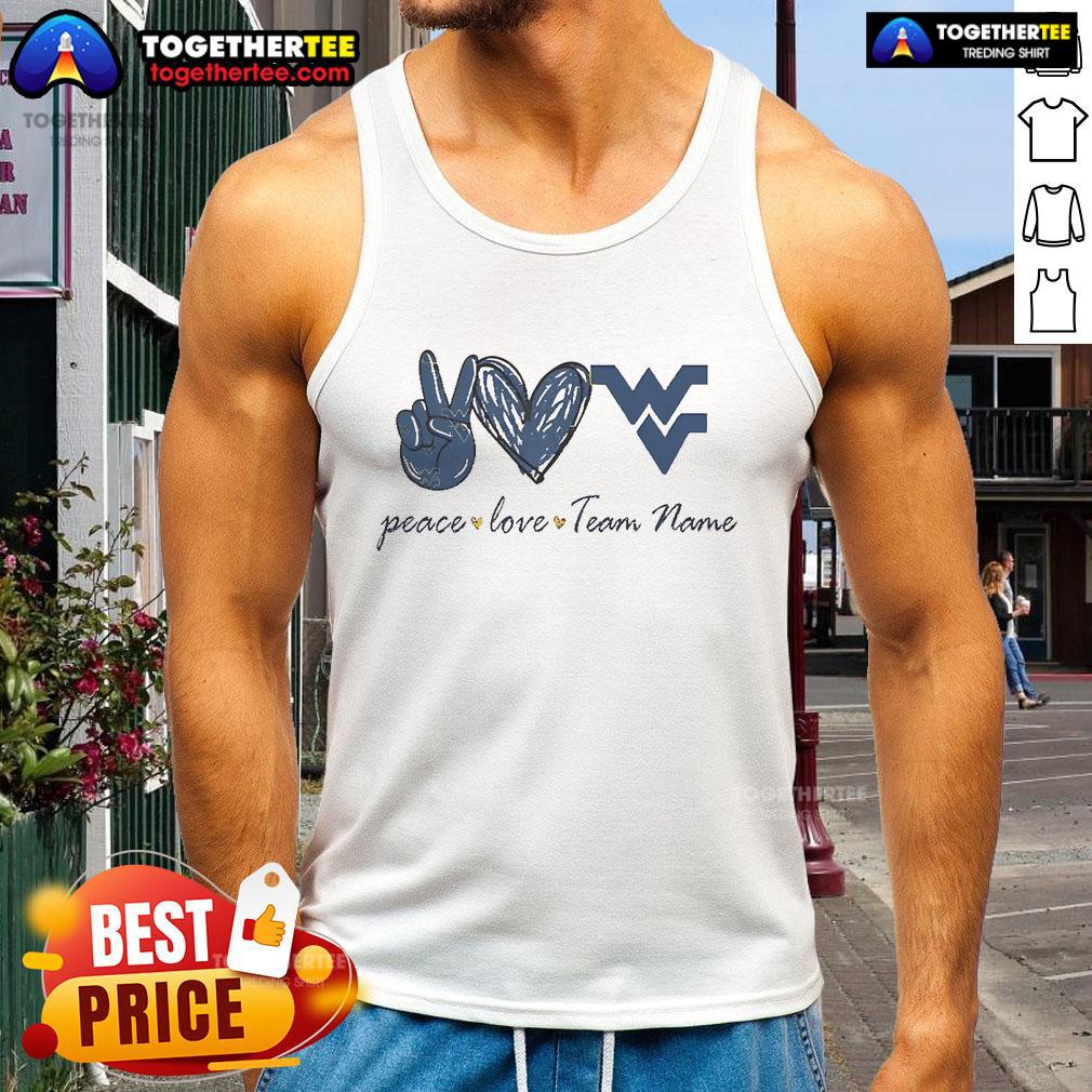 Nice West Virginia Mountaineers Peace Love T-Shirt - Image 4