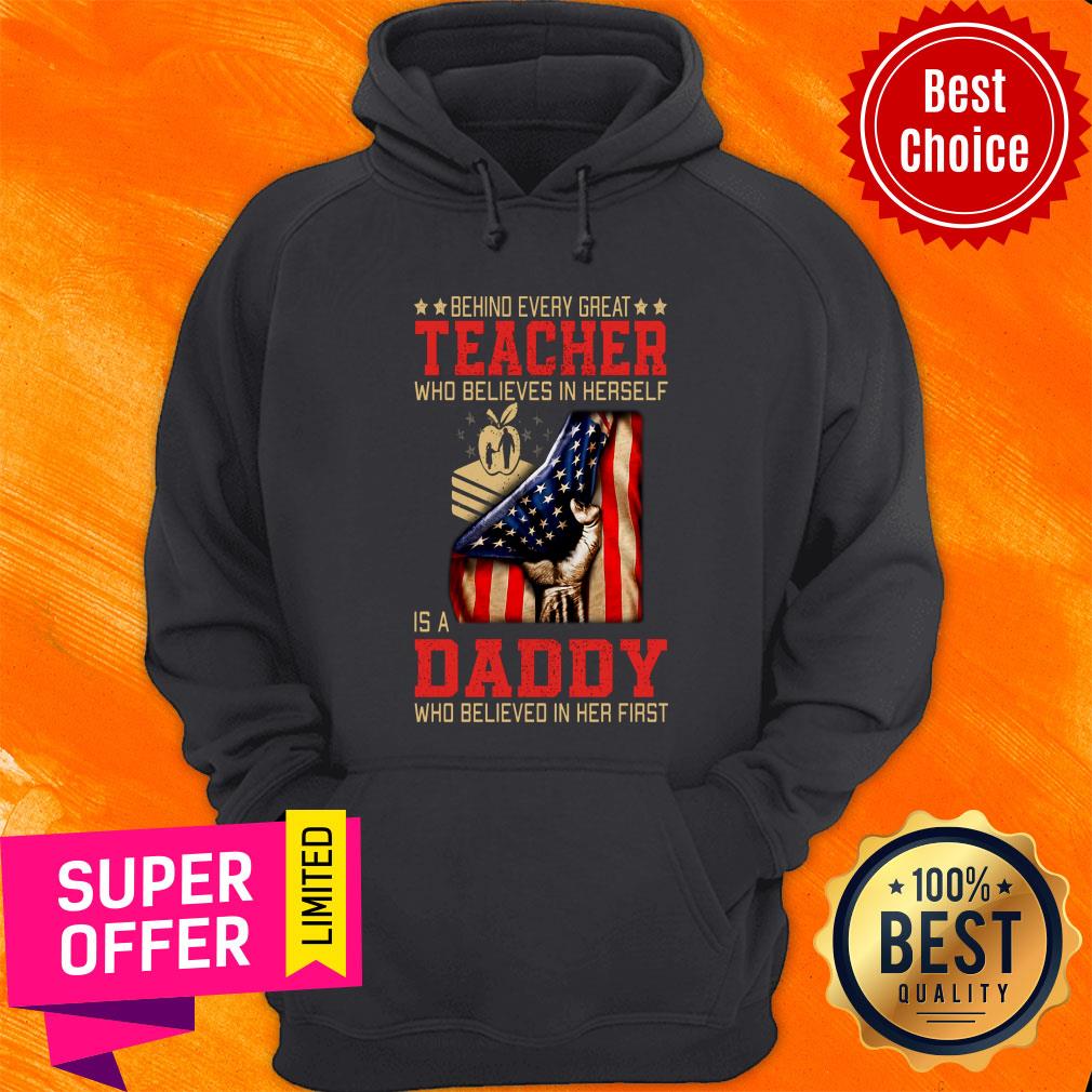 Behind Every Great Teacher Daddy American Flag Shirt - Image 2