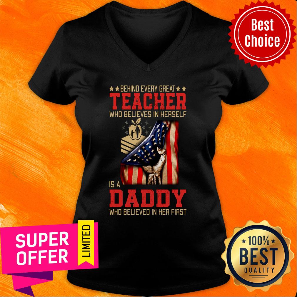 Behind Every Great Teacher Daddy American Flag Shirt - Image 3