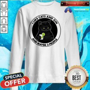 Alternative view of Cute I Like Cats And Gin And Maybe 3 People Shirt