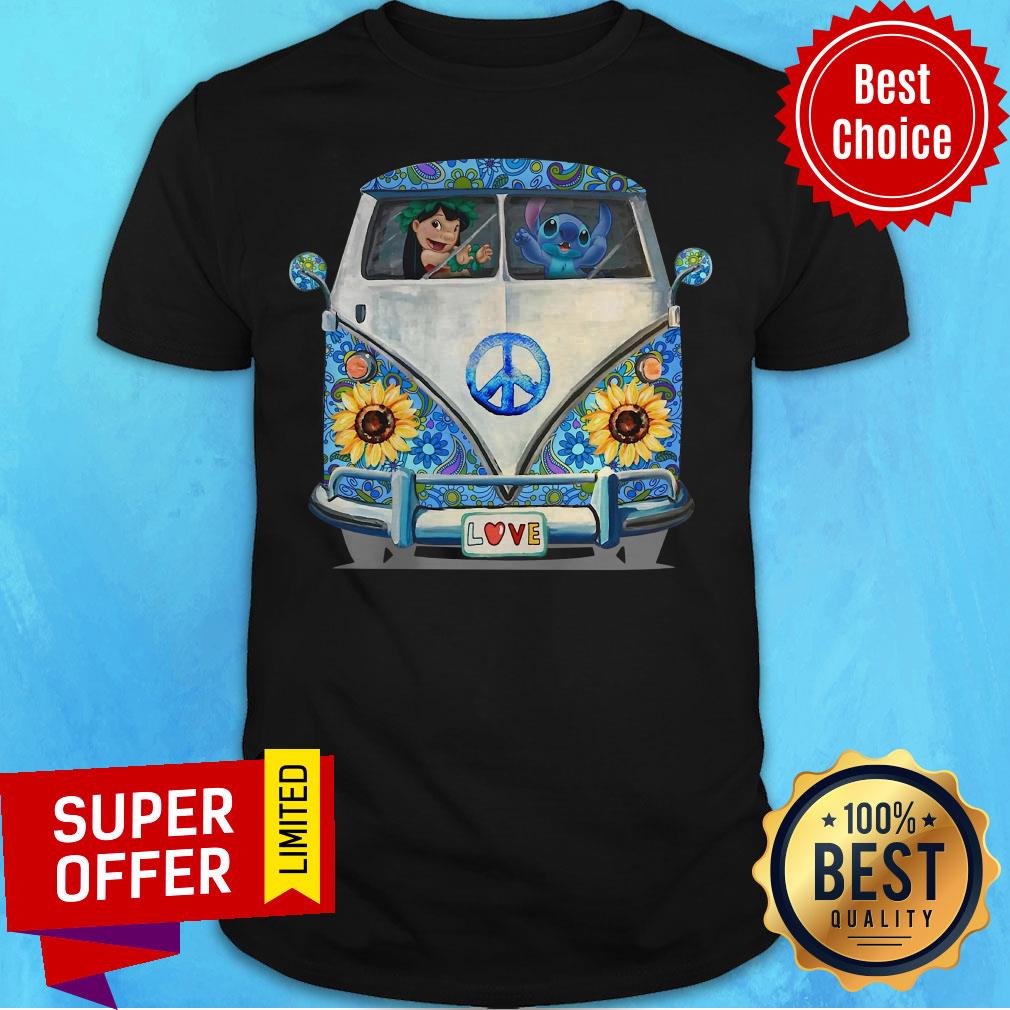 Top Stitch And Lilo Hippie Peace Car Sunflower Shirt