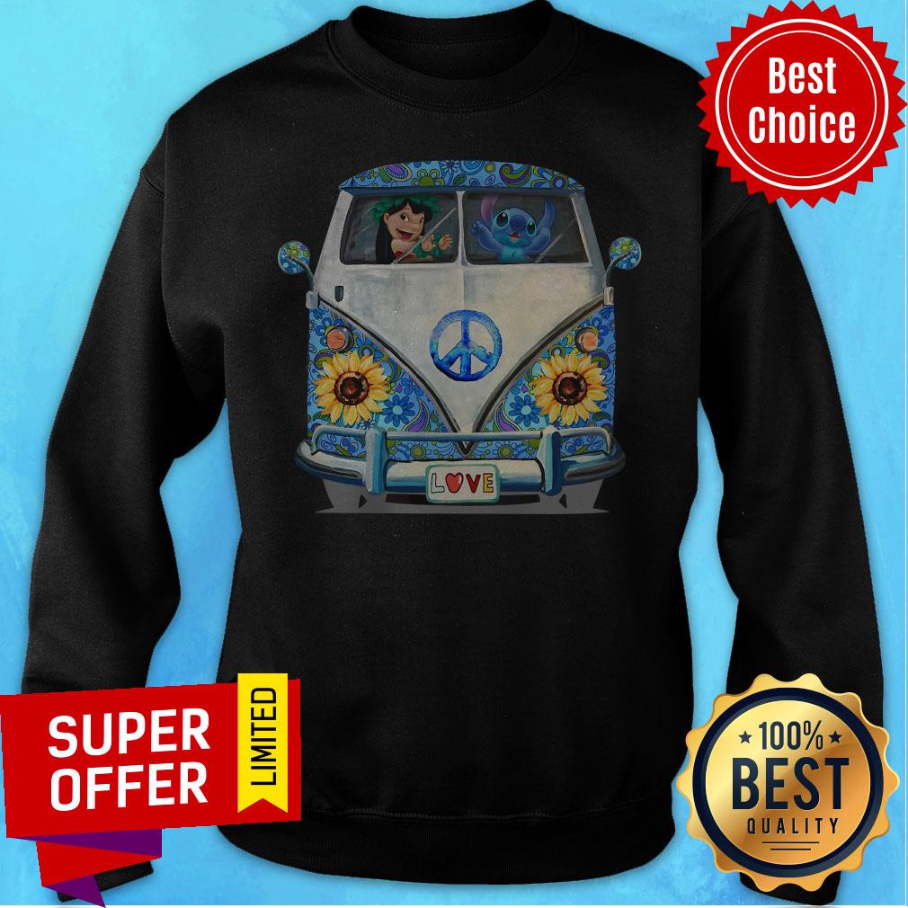 Top Stitch And Lilo Hippie Peace Car Sunflower Shirt - Image 5