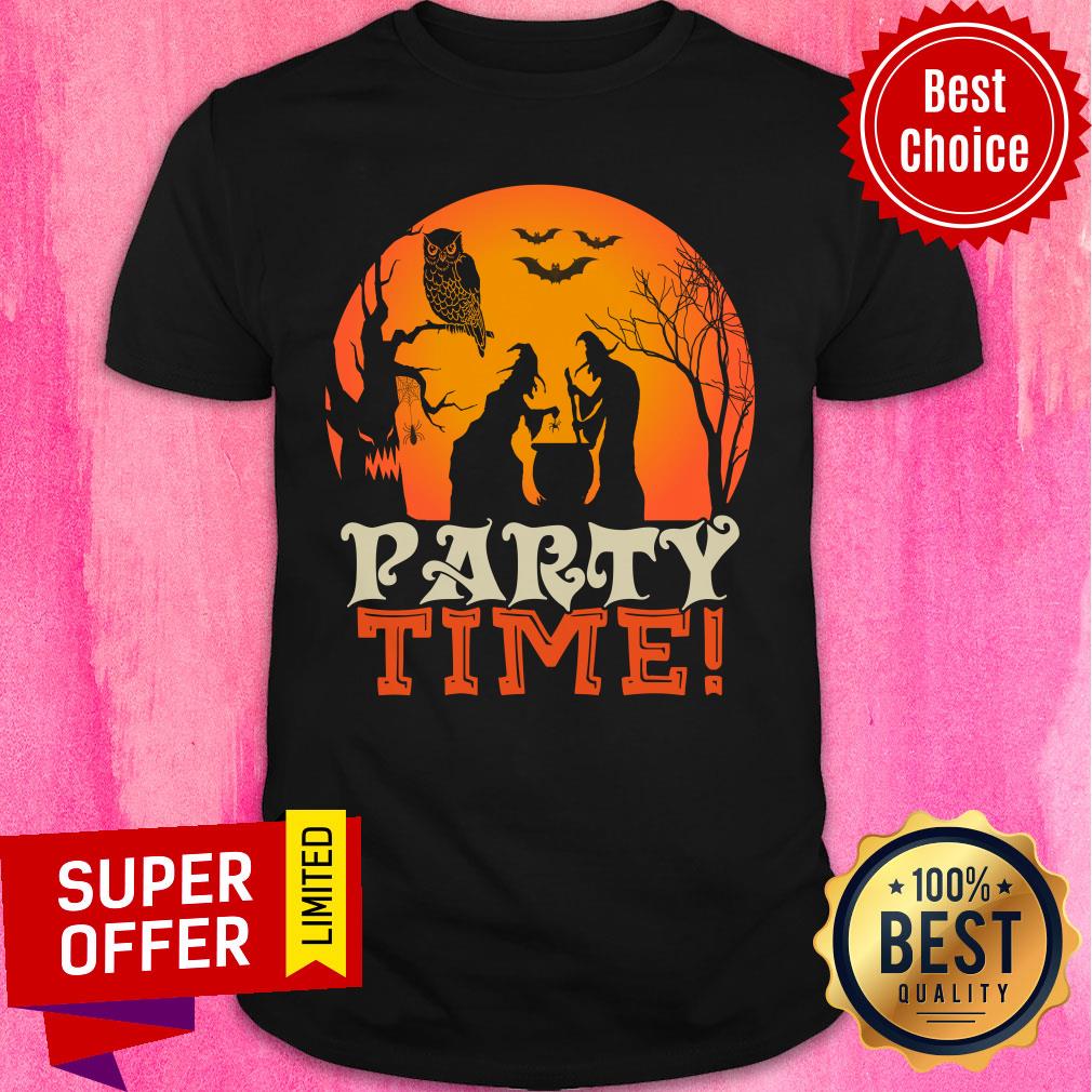 Witch Party Time Owl Bat Halloween Shirt
