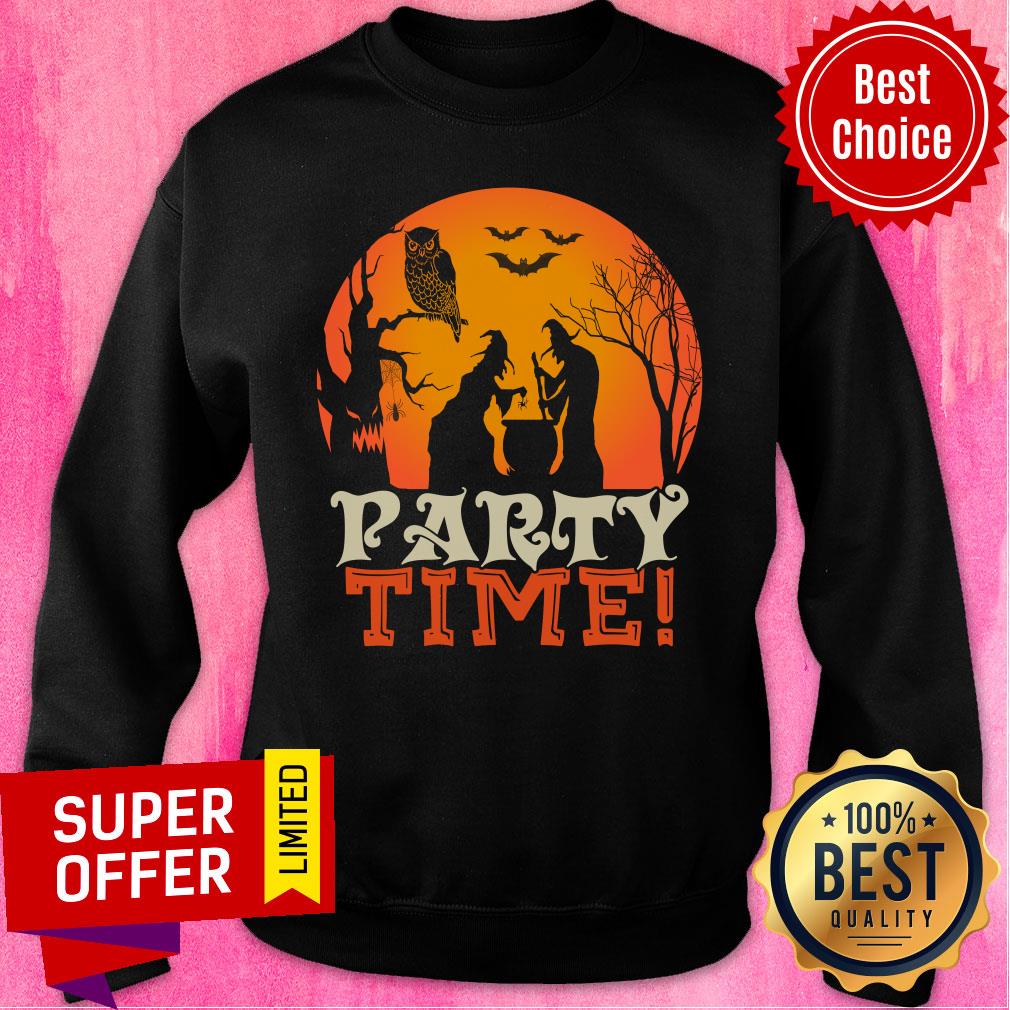 Witch Party Time Owl Bat Halloween Shirt - Image 5