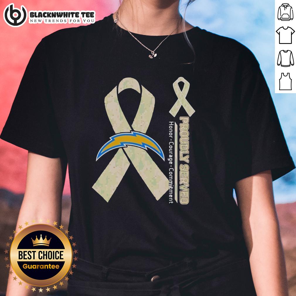 Hot Los Angeles Chargers Proudly Served Honor Courage Commitment T-Shirt - Image 3
