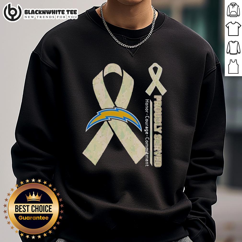 Hot Los Angeles Chargers Proudly Served Honor Courage Commitment T-Shirt - Image 5