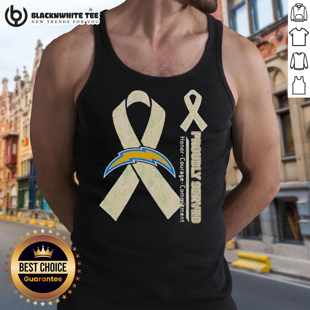 Hot Los Angeles Chargers Proudly Served Honor Courage Commitment T-Shirt - Image 4