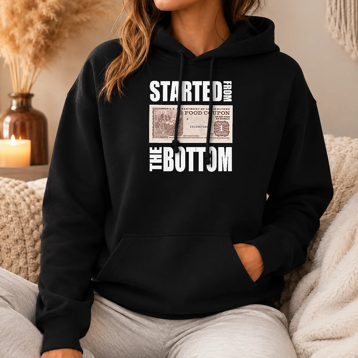 Hot Started From The Bottom Food Coupon Parody Bold Statement Text Shirt - Image 5