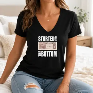 Alternative view of Hot Started From The Bottom Food Coupon Parody Bold Statement Text Shirt