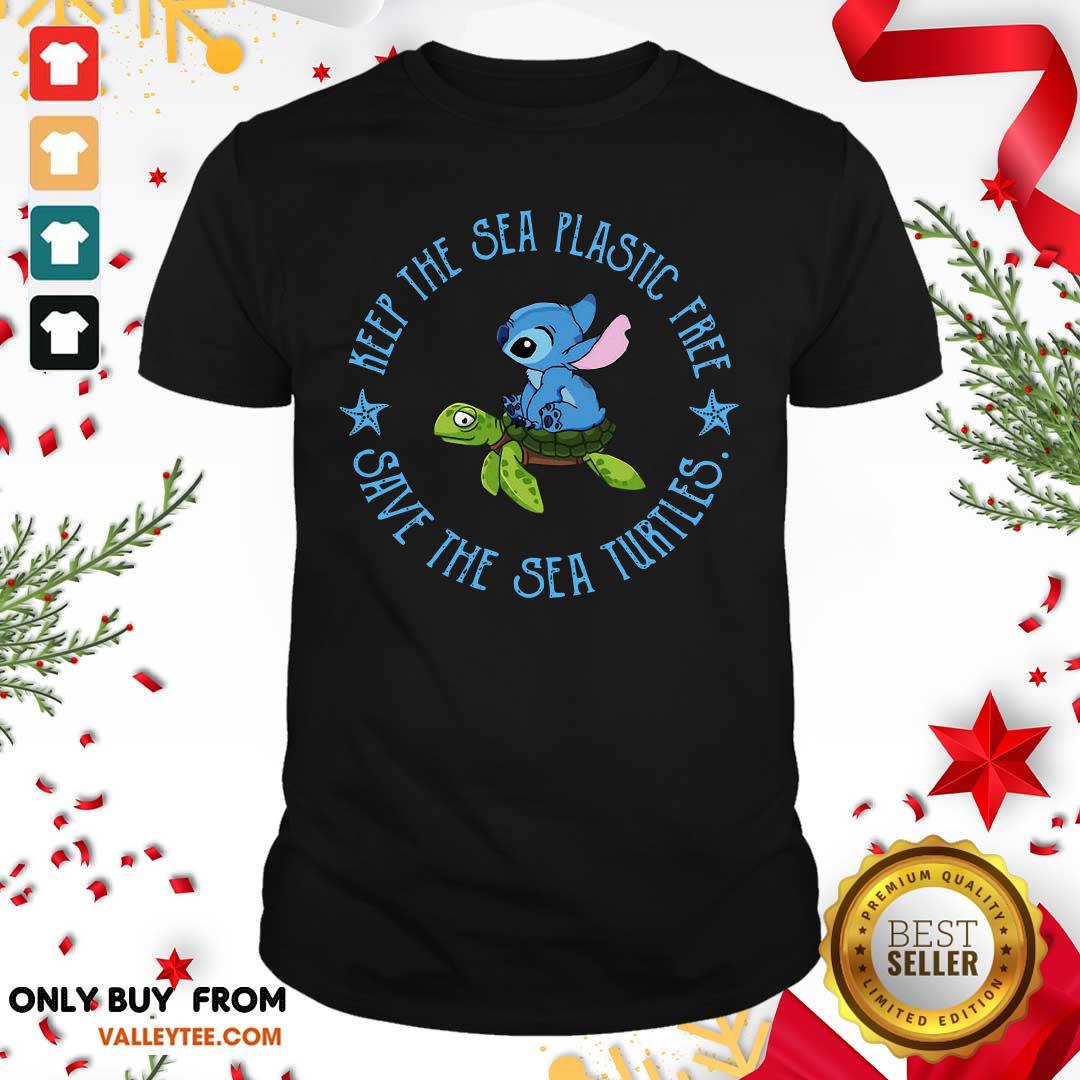 Lovely Stitch On The Turtle Keep The Sea Plastic Free Save The Sea Turtles Shirt