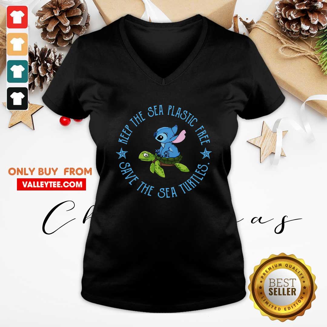 Lovely Stitch On The Turtle Keep The Sea Plastic Free Save The Sea Turtles Shirt - Image 4