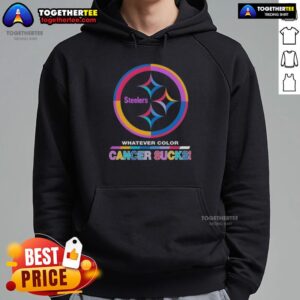 Alternative view of Original Pittsburgh Steelers Football Whatever Color Cancer Sucks Logo Colors T-Shirt