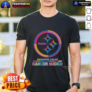 Original Pittsburgh Steelers Football Whatever Color Cancer Sucks Logo Colors T-Shirt