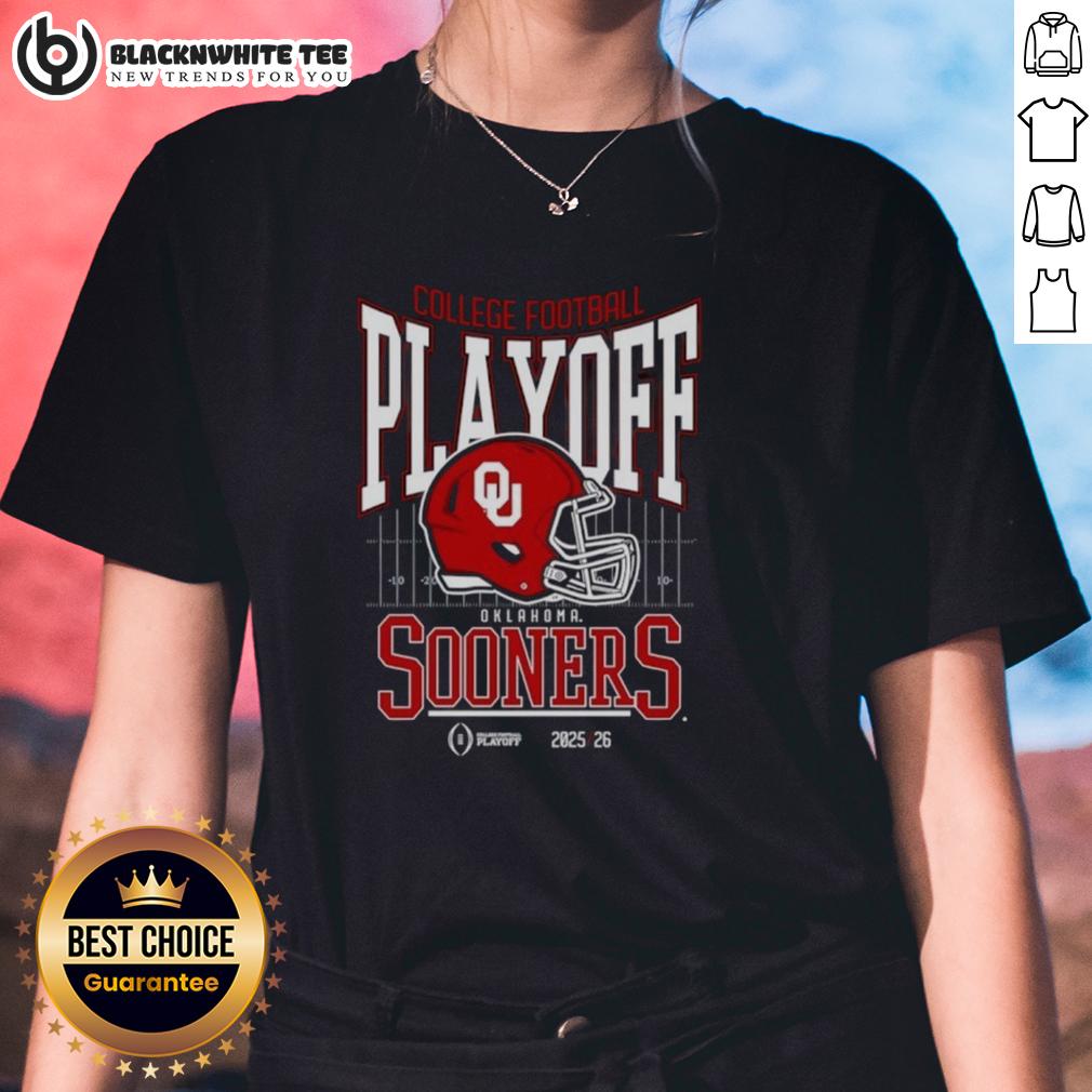 Original Oklahoma Sooners 2025-2026 College Football Playoff Bound Helmet T-Shirt - Image 3