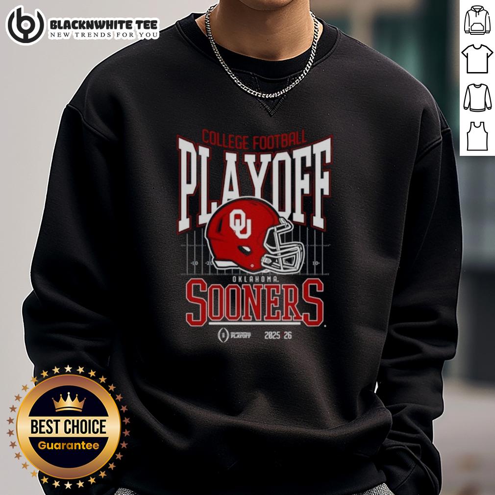 Original Oklahoma Sooners 2025-2026 College Football Playoff Bound Helmet T-Shirt - Image 5