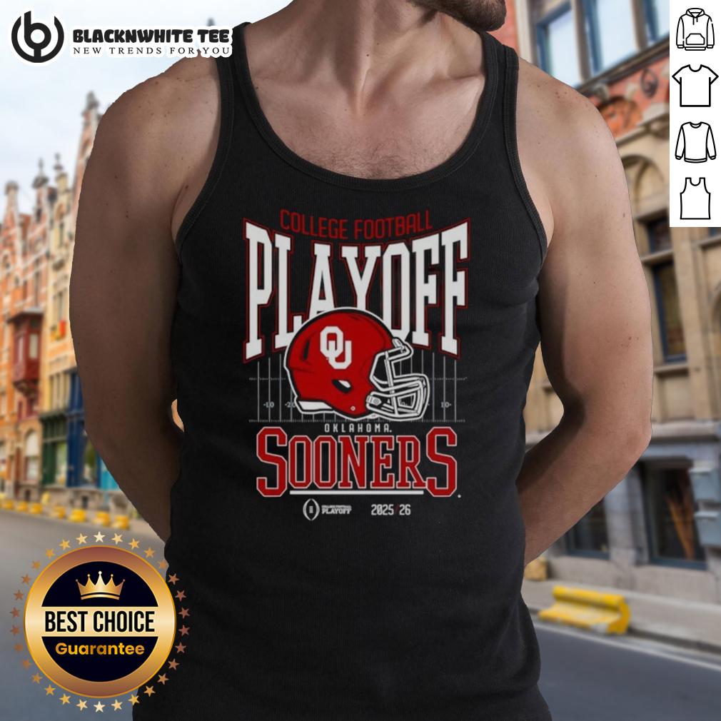 Original Oklahoma Sooners 2025-2026 College Football Playoff Bound Helmet T-Shirt - Image 4