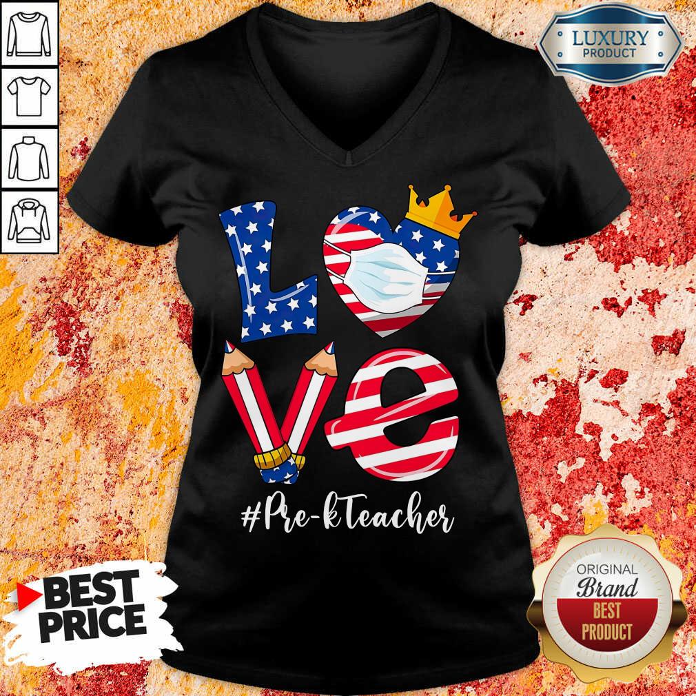 Love American Flag Pre-K Teacher Shirt - Image 2