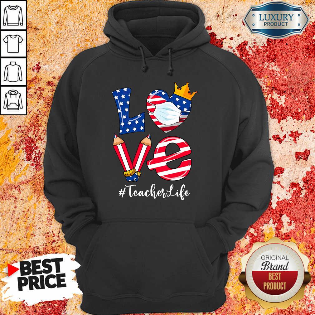 Love American Flag Teacher Life Shirt - Image 5