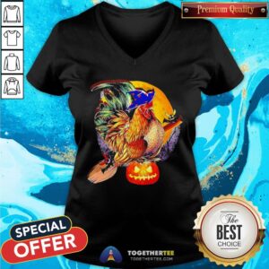 Alternative view of Nice Rooster Witch Happy Halloween Shirt