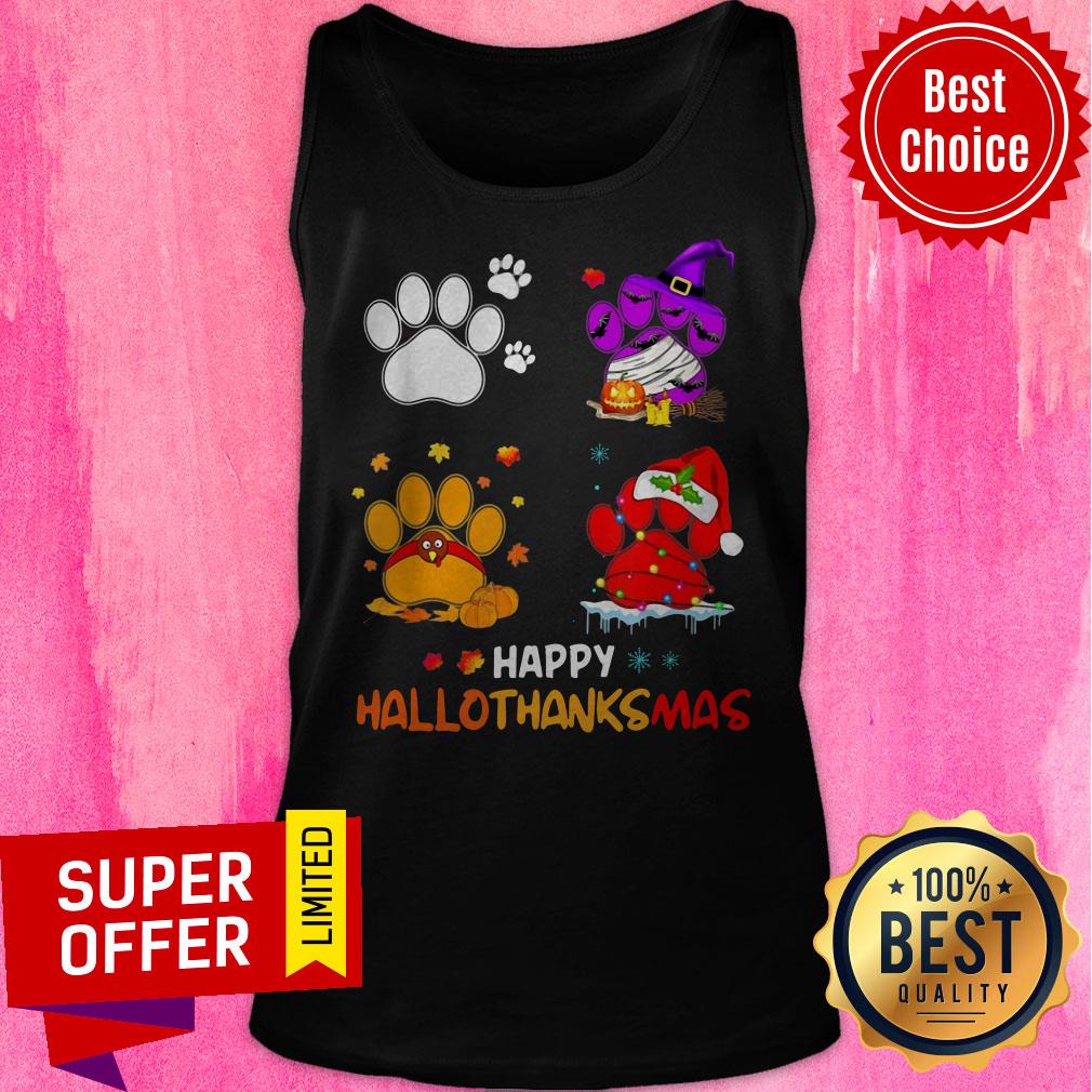 Paw Dogs And Pumpkin Turkey Happy Hallothanksmas Shirt - Image 5