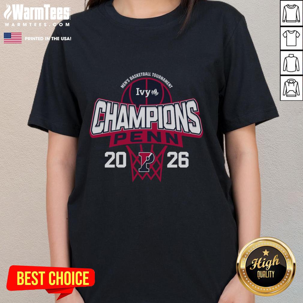 Awesome Pennsylvania Quakers Blue 84 2026 Ivy League Men's Basketball Tournament Champions T-Shirt - Image 3