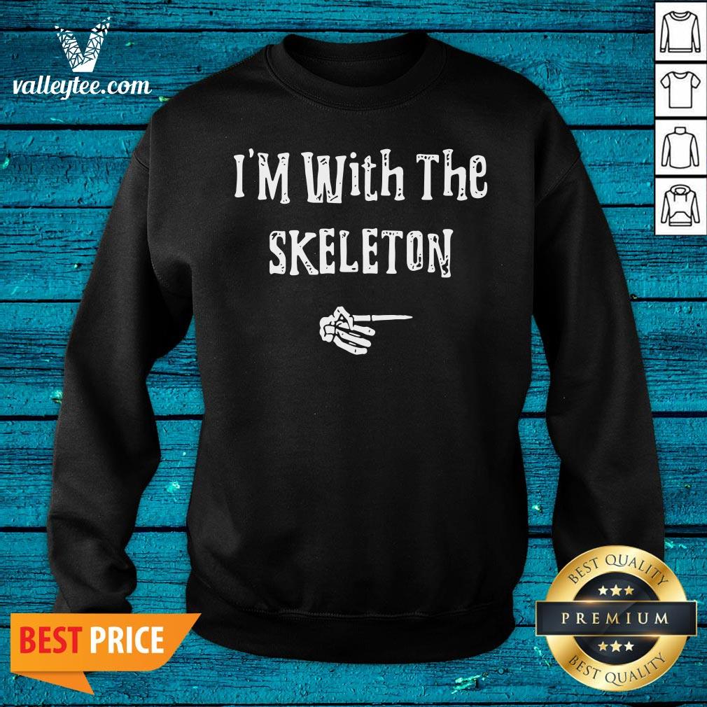 Official I’m With Skeleton Halloween Costume Funny Couples Matching Shirt - Image 5