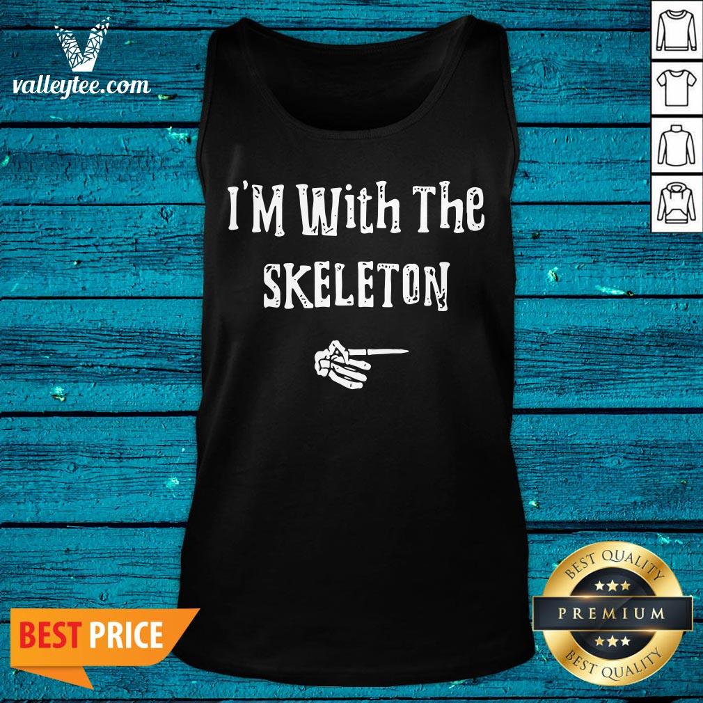 Official I’m With Skeleton Halloween Costume Funny Couples Matching Shirt - Image 4