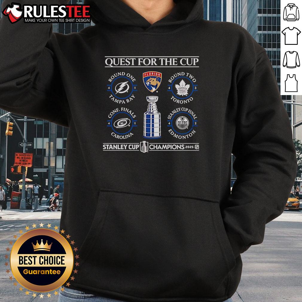 Official Quest For The Cup Florida Panthers 2025 Stanley Cup Champions Schedule T-Shirt - Image 2