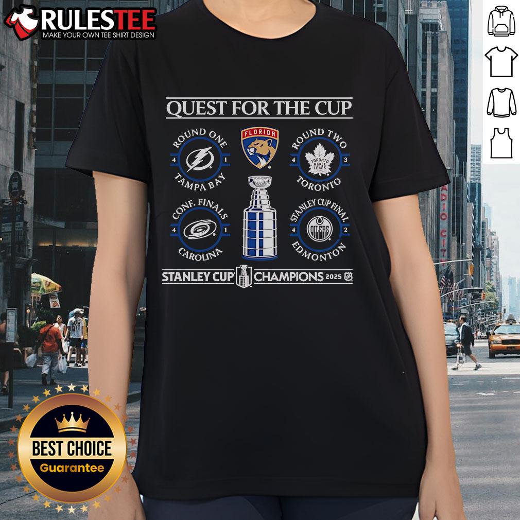 Official Quest For The Cup Florida Panthers 2025 Stanley Cup Champions Schedule T-Shirt - Image 3