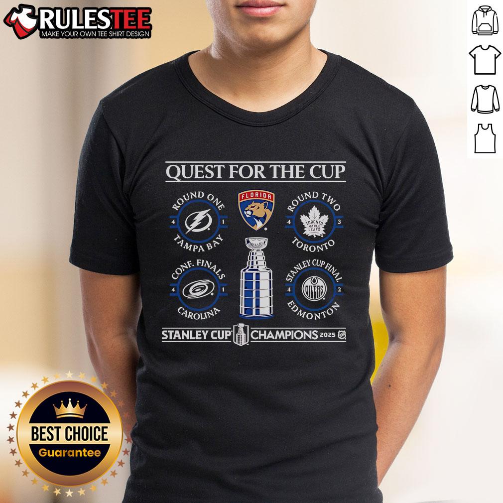 Official Quest For The Cup Florida Panthers 2025 Stanley Cup Champions Schedule T-Shirt