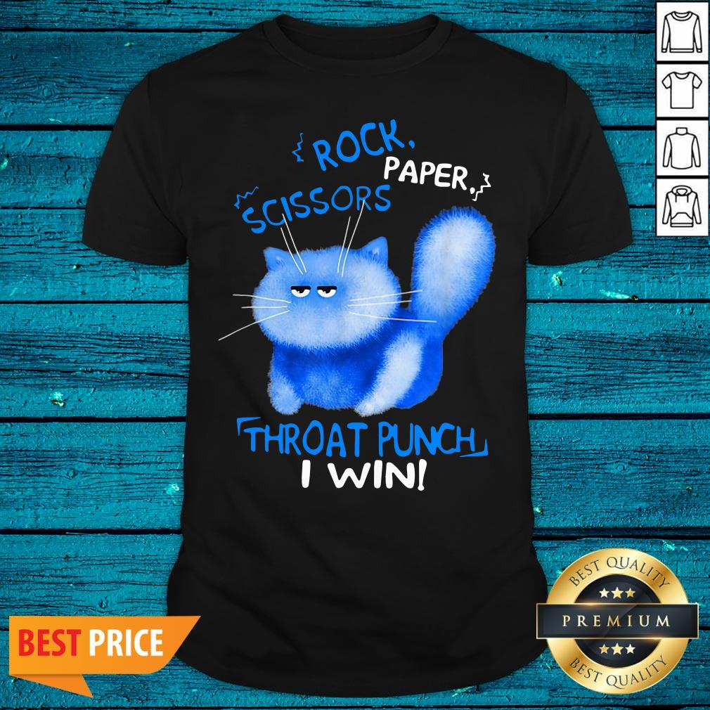 Cute Cat Rock Paper Scissors Throat Punch I Win Shirt