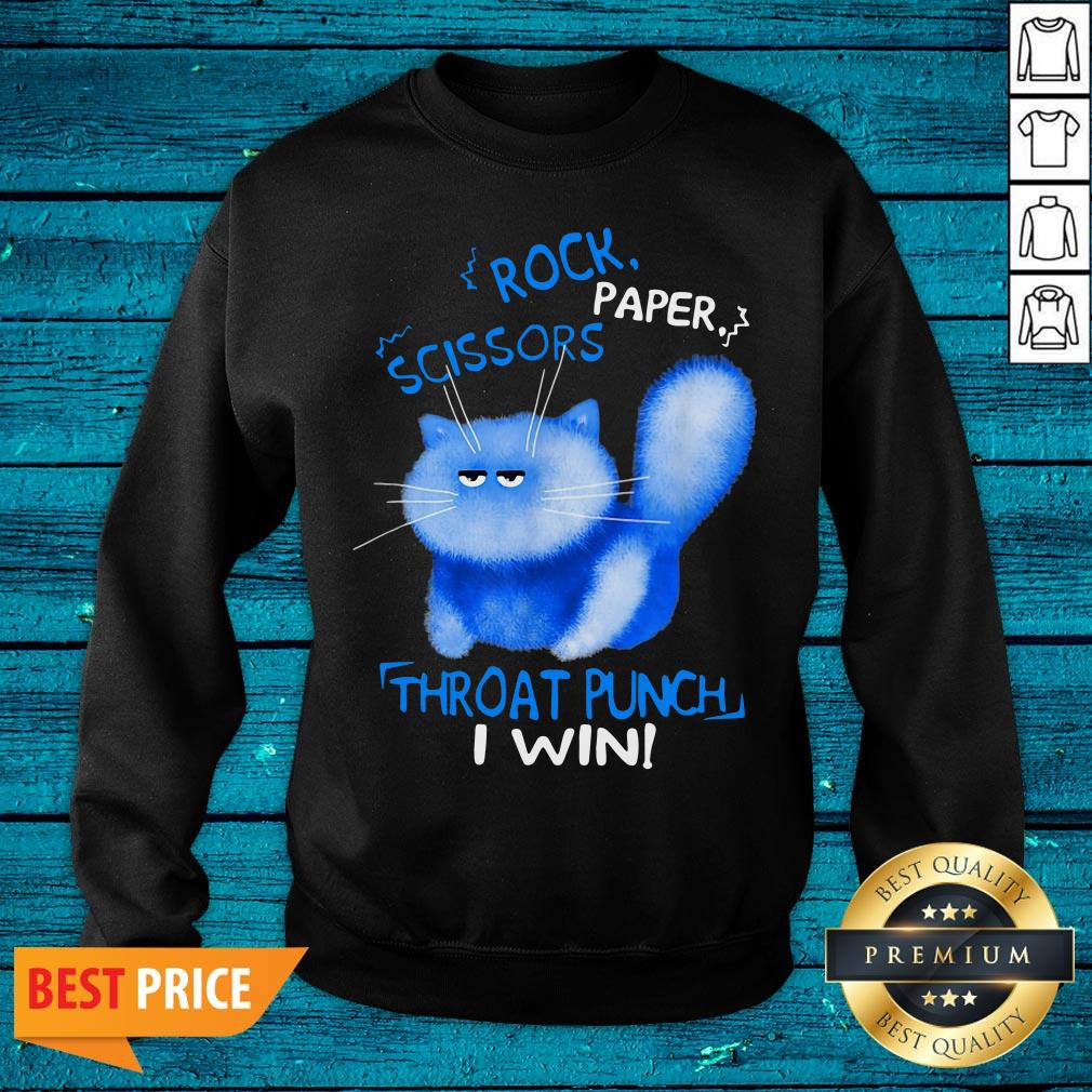 Cute Cat Rock Paper Scissors Throat Punch I Win Shirt - Image 5