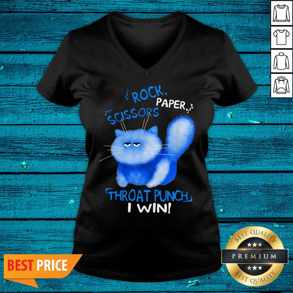 Cute Cat Rock Paper Scissors Throat Punch I Win Shirt - Image 3