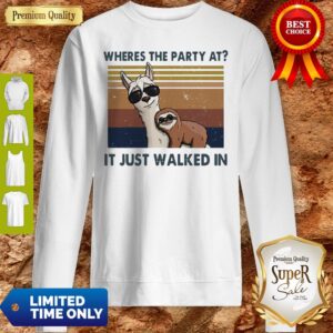 Alternative view of Funny Llama And Sloth Wheres The Party At It Just Walked In Vintage Shirt
