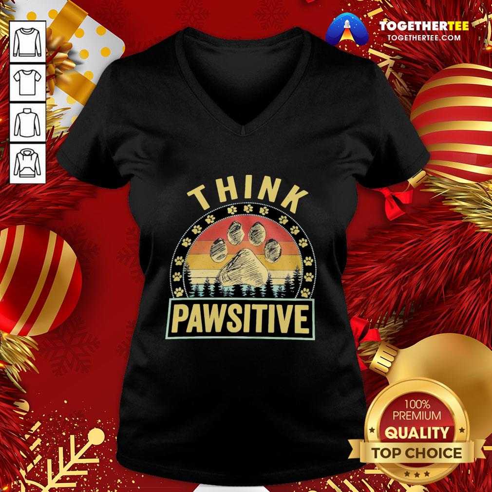 Awesome Think Pawsitive Paw Dog Vintage Shirt - Image 2