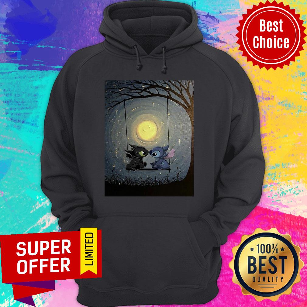 Nice Stitch And Toothless Talking To The Moon Shirt - Image 3
