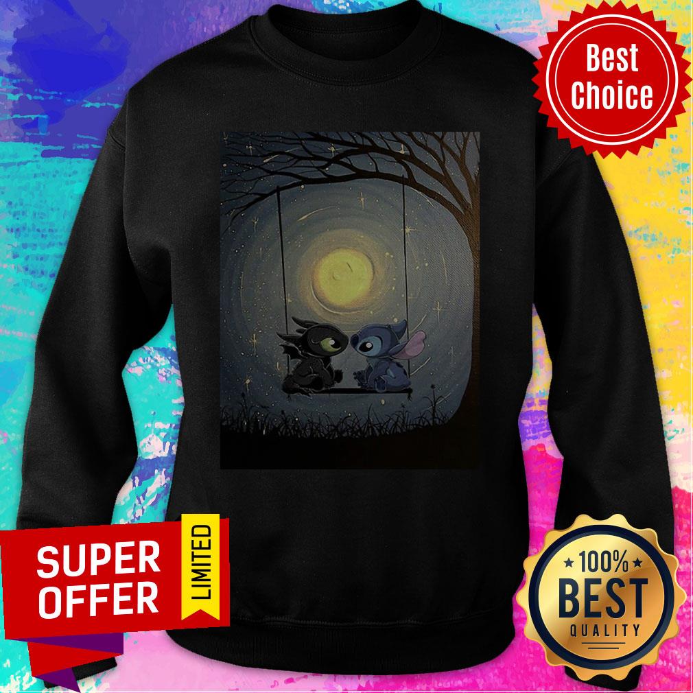 Nice Stitch And Toothless Talking To The Moon Shirt - Image 2
