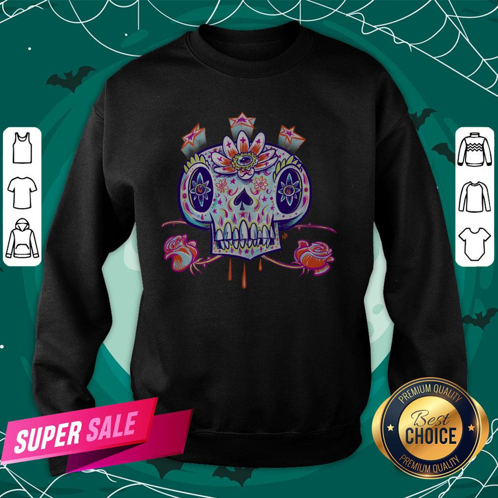 Shooga Sugar Skull Flower Dia De Los Muertos Day Dead Shirt - Image 4