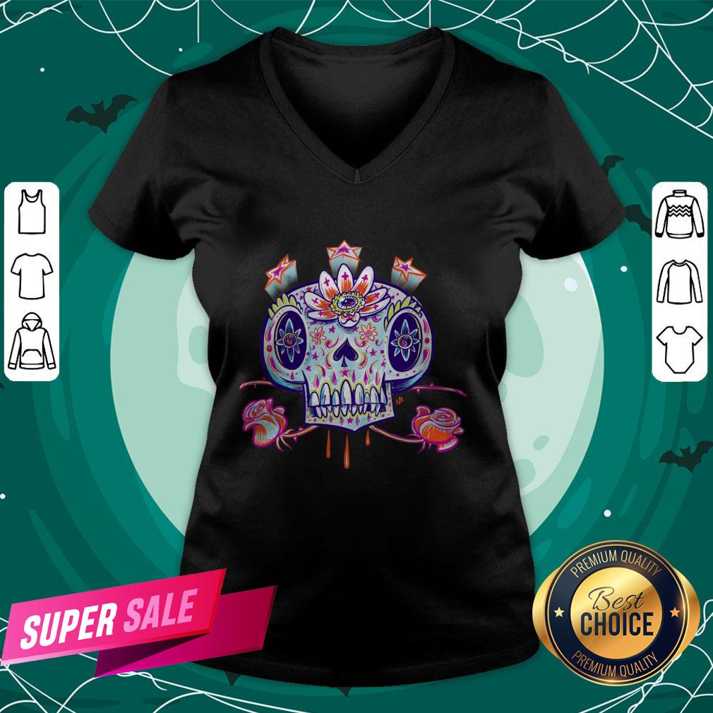 Shooga Sugar Skull Flower Dia De Los Muertos Day Dead Shirt - Image 2