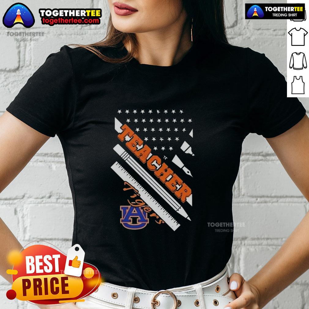Premium Auburn Tigers X Teacher American Flag T-Shirt - Image 3
