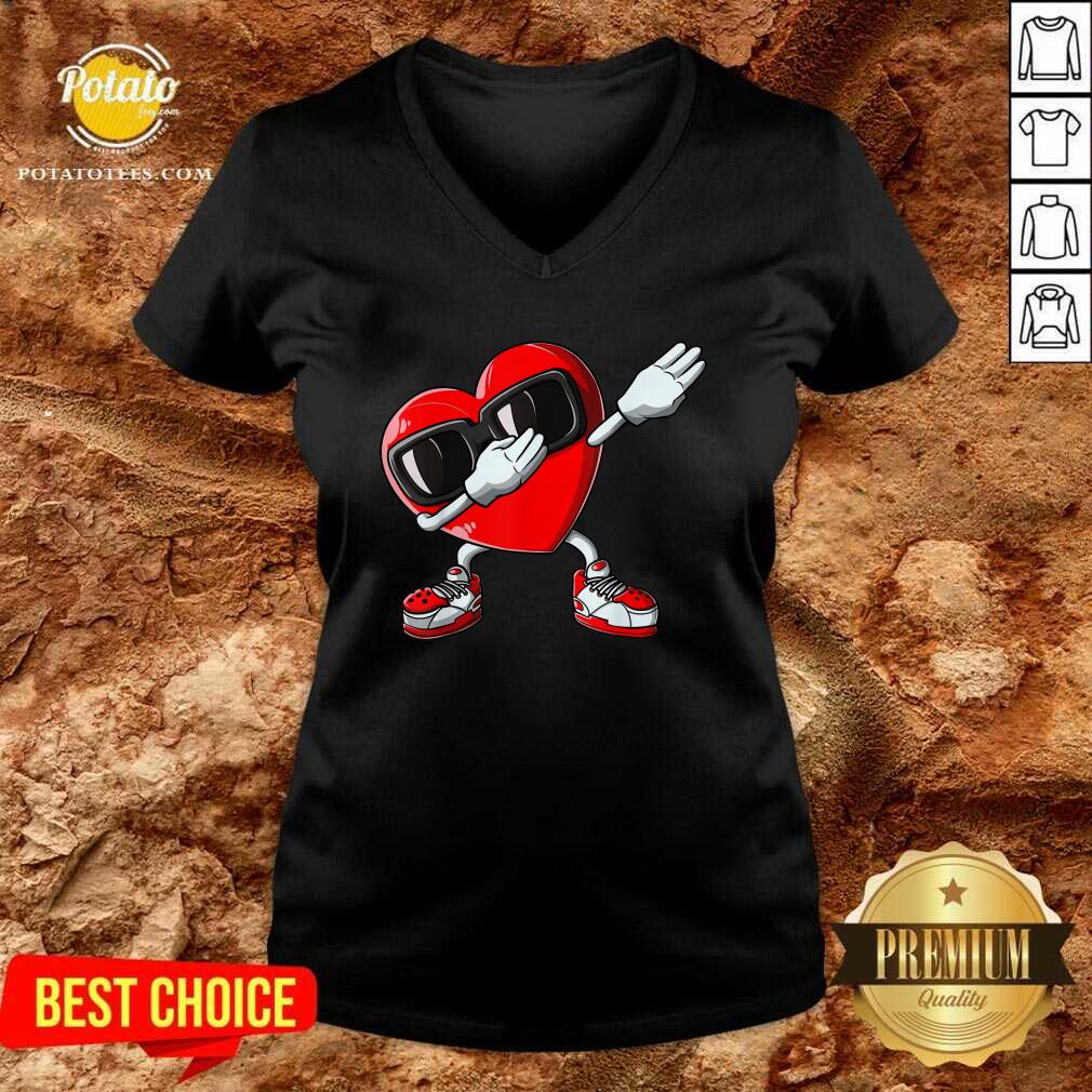 Funny Valentines Day Dabbing Heart Shirt - Image 3