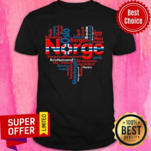 List Of Cities In Norway Composed In Love Sign Norge Flag Shirt