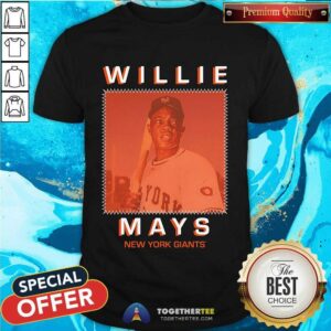 Great Willie Mays Black New York Giants Cooperstown T-Shirt